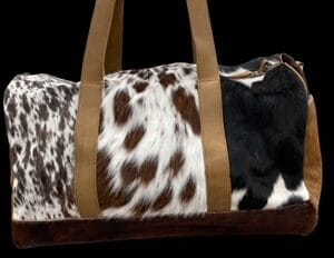 Cowhide duffle bag